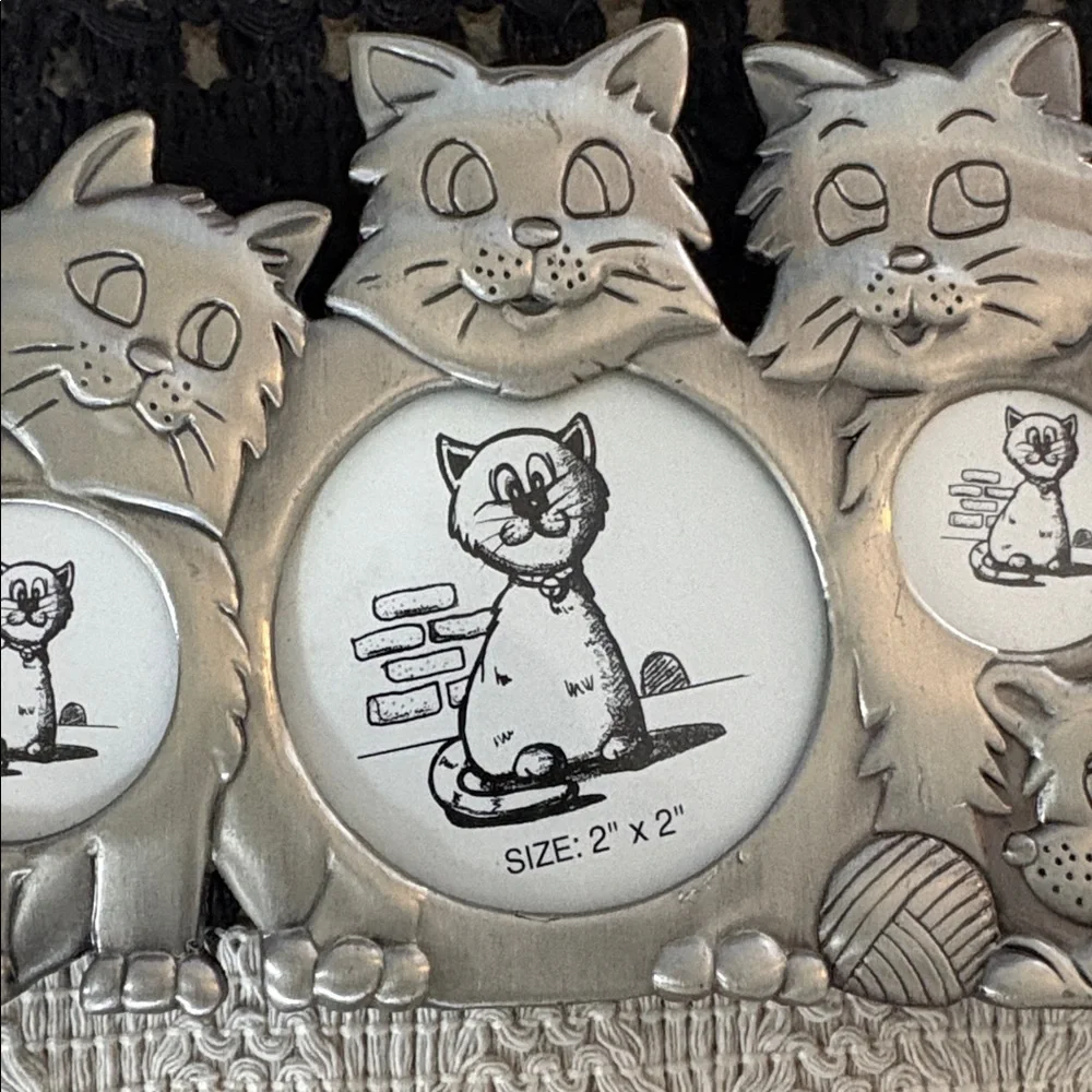 🆕Vintage Fetco And Connoisseur Pewter Cat Picture Frames